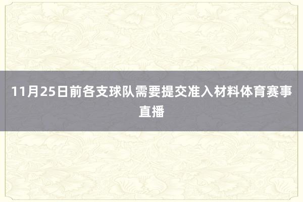 11月25日前各支球队需要提交准入材料体育赛事直播