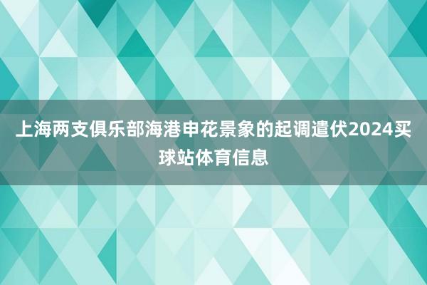 上海两支俱乐部海港申花景象的起调遣伏2024买球站体育信息