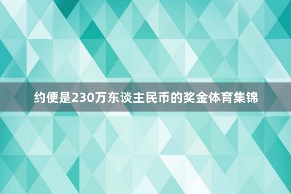 约便是230万东谈主民币的奖金体育集锦