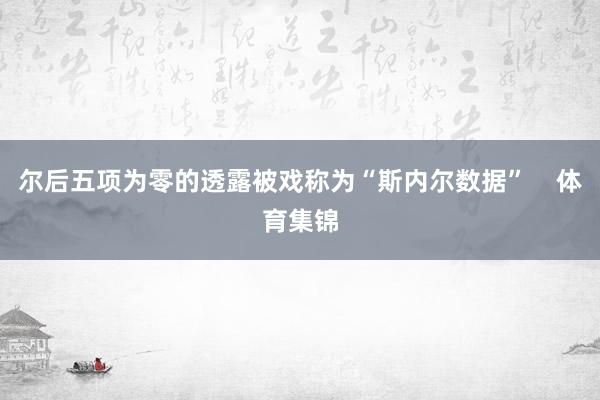 尔后五项为零的透露被戏称为“斯内尔数据”    体育集锦