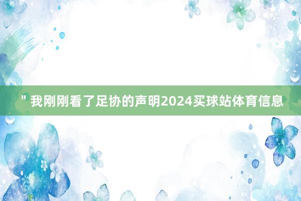 ＂我刚刚看了足协的声明2024买球站体育信息