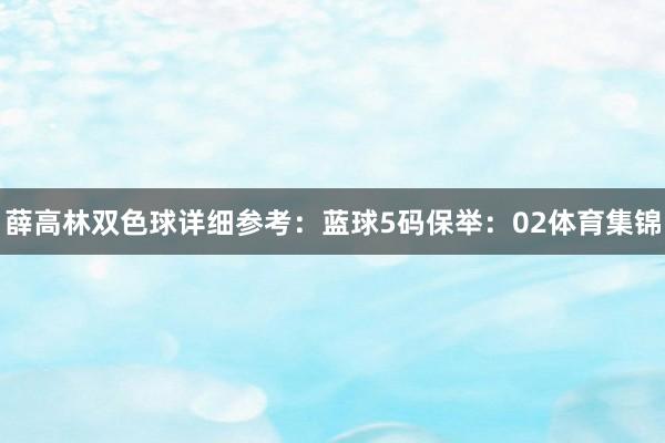 薛高林双色球详细参考：　　蓝球5码保举：02体育集锦