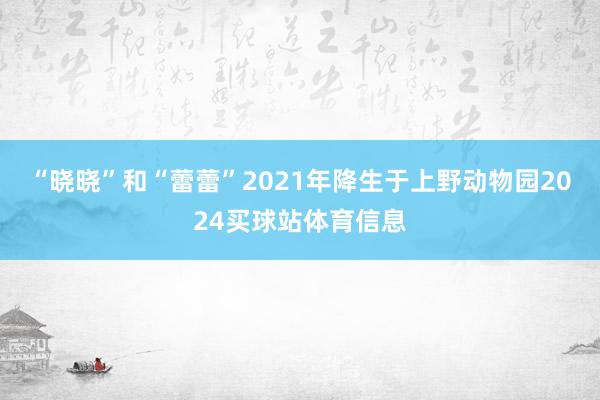 “晓晓”和“蕾蕾”2021年降生于上野动物园2024买球站体育信息